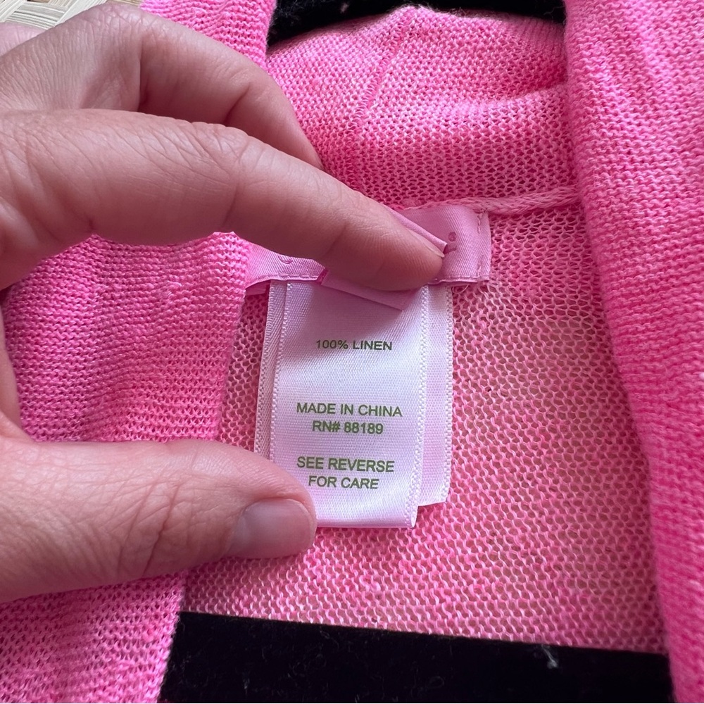 Lilly Pulitzer 100% linen taryn cardigan‎ bright pink - Picture 3 of 7